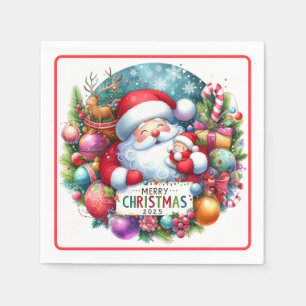 Weihnachtsmann mit Baby  Serviette