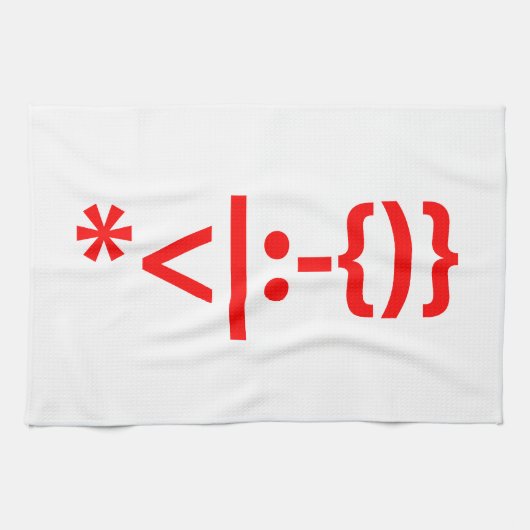 Weihnachtsmann mit Bart Christmas Emoticon Geschirrtuch (Horizontal)