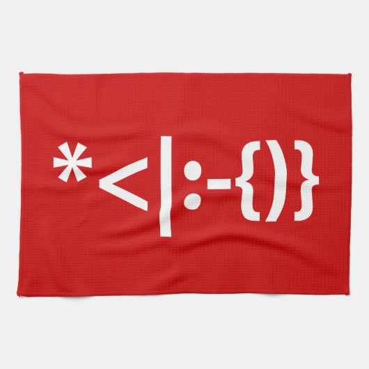 Weihnachtsmann mit Bart Christmas Emoticon Geschirrtuch (Horizontal)