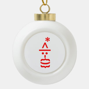 Weihnachtsmann mit Bart Christmas Emoticon Keramik Kugel-Ornament
