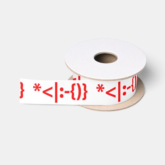 Weihnachtsmann mit Bart Christmas Emoticon Satinband (Spule)