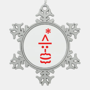 Weihnachtsmann mit Bart Christmas Emoticon Schneeflocken Zinn-Ornament