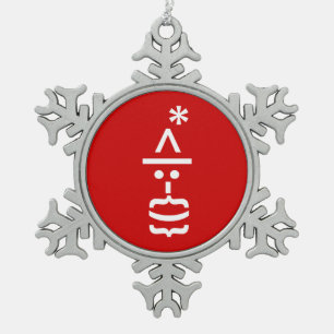 Weihnachtsmann mit Bart Christmas Emoticon Schneeflocken Zinn-Ornament