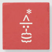 Weihnachtsmann mit Bart Christmas Emoticon Steinuntersetzer (Vorderseite)
