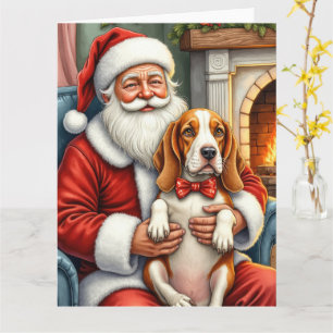 Weihnachtsmann mit Basset Hound Weihnachtskunst Karte