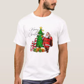 Weihnachtsmann mit Baum T-Shirt (Vorderseite)