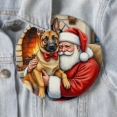 Weihnachtsmann mit belgischem Malinois-Christkunst Button (Beispiel)