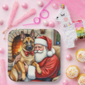 Weihnachtsmann mit belgischem Malinois-Christkunst Pappteller (Party)
