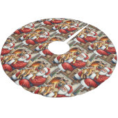 Weihnachtsmann mit belgischem Malinois-Christkunst Polyester Weihnachtsbaumdecke (Schrägansicht)