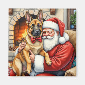 Weihnachtsmann mit belgischem Malinois-Christmas-K Magnet (Vorne)