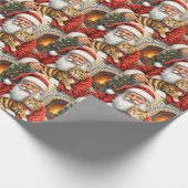 Weihnachtsmann mit Bengal Katze Weihnachtskunst Geschenkpapier (Ecke)