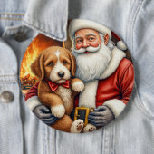 Weihnachtsmann mit Bernedoodle Weihnachtskunst Button (Beispiel)