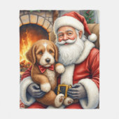Weihnachtsmann mit Bernedoodle Weihnachtskunst Fleecedecke (Vorderseite)