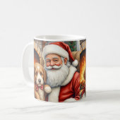 Weihnachtsmann mit Bernedoodle Weihnachtskunst Kaffeetasse (Vorderseite Links)