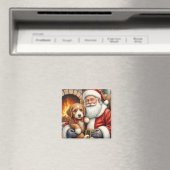 Weihnachtsmann mit Bernedoodle Weihnachtskunst Magnet (In Situ (Geschirrspüler))