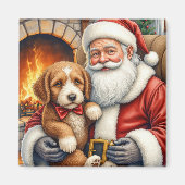 Weihnachtsmann mit Bernedoodle Weihnachtskunst Magnet (Vorne)