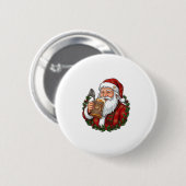 Weihnachtsmann mit Bierglas Button (Vorne & Hinten)