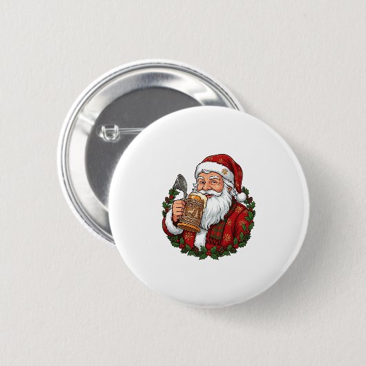 Weihnachtsmann mit Bierglas Button (Vorne & Hinten)