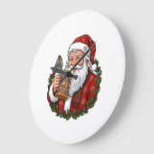 Weihnachtsmann mit Bierglas Große Wanduhr (Winkel)