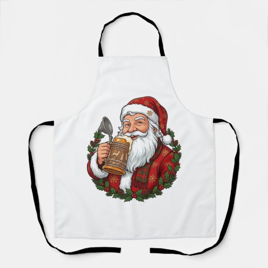 Weihnachtsmann mit Bierglas Schürze (Vorderseite)