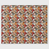Weihnachtsmann mit Bouvier des Flandres Geschenkpapier (Flach)