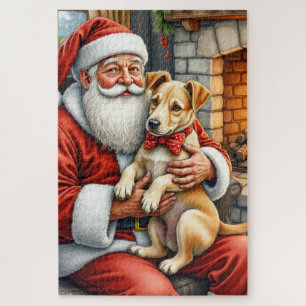 Weihnachtsmann mit Bouvier des Flandres Puzzle
