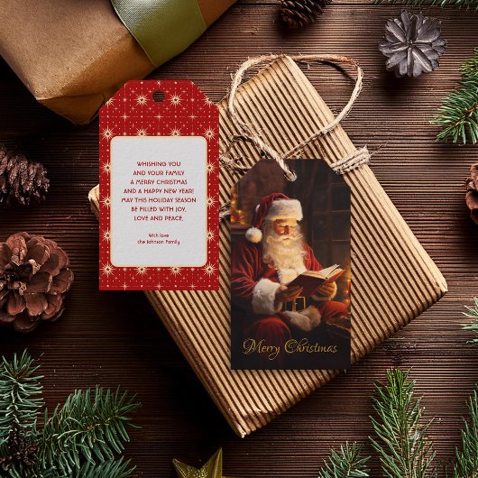Weihnachtsmann mit Buch Geschenkanhänger