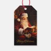Weihnachtsmann mit Buch Geschenkanhänger (Vorderseite)