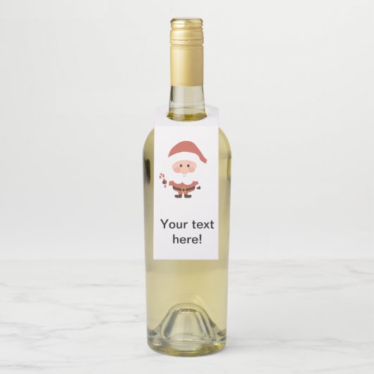 Weihnachtsmann mit Candycane-Cartoon Flaschenanhänger (Auf Flasche)