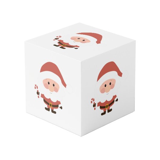 Weihnachtsmann mit Candycane-Cartoon Würfel (Vorderseite Schrägansicht)