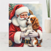 Weihnachtsmann mit Cavalier King Charles Spaniel Karte (Vorderseite)