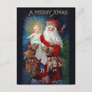 Weihnachtsmann mit Christkind Feiertagspostkarte