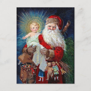 Weihnachtsmann mit Christkind Feiertagspostkarte