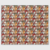 Weihnachtsmann mit Cocker Spaniel Weihnachtskunst Geschenkpapier (Flach)