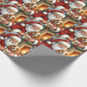 Weihnachtsmann mit Cocker Spaniel Weihnachtskunst Geschenkpapier (Ecke)