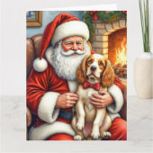 Weihnachtsmann mit Cocker Spaniel Weihnachtskunst Karte (Vorderseite)