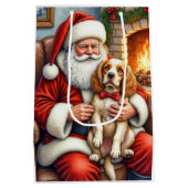 Weihnachtsmann mit Cocker Spaniel Weihnachtskunst Mittlere Geschenktüte (Rückseite)
