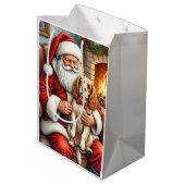 Weihnachtsmann mit Cocker Spaniel Weihnachtskunst Mittlere Geschenktüte (Rückseite Schrägansicht)