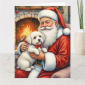 Weihnachtsmann mit Coton de Tulear Weihnachtskunst Karte (Vorderseite)