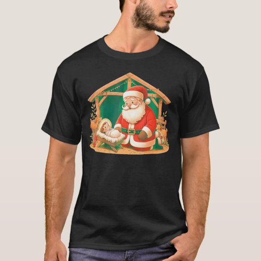 Weihnachtsmann mit dem Baby Jesus T-Shirt (Vorderseite)