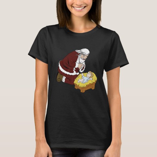Weihnachtsmann mit dem Baby Jesus zu Weihnachten T-Shirt (Vorderseite)