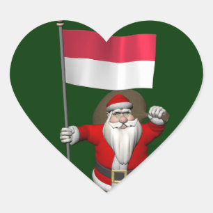 Weihnachtsmann mit dem Ende Indonesiens Herz-Aufkleber