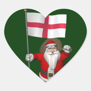 Weihnachtsmann mit dem Ende von England Herz-Aufkleber