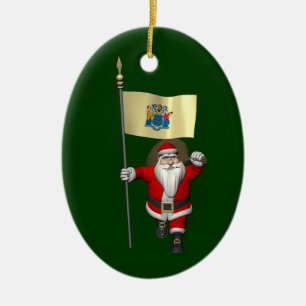 Weihnachtsmann mit dem Ende von New Jersey Keramik Ornament