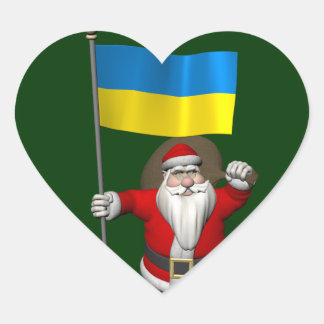 Weihnachtsmann mit dem Hoheitszeichen der Ukraine Herz-Aufkleber
