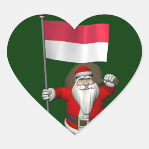 Weihnachtsmann mit dem Hoheitszeichen Indonesiens Herz-Aufkleber