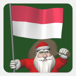 Weihnachtsmann mit dem Hoheitszeichen Indonesiens Quadratischer Aufkleber
