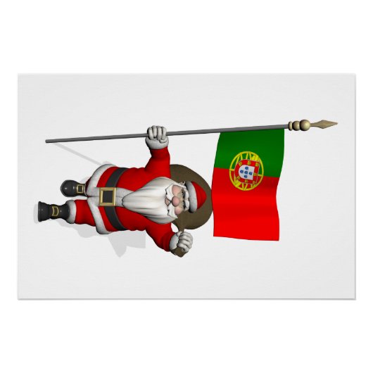 Weihnachtsmann mit dem Hoheitszeichen Portugals Poster (Vorderseite)