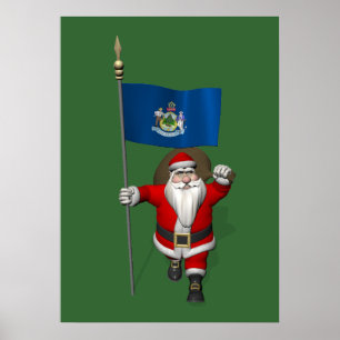 Weihnachtsmann mit dem Hoheitszeichen von Maine Poster