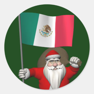 Weihnachtsmann mit dem Hoheitszeichen von Mexiko Runder Aufkleber